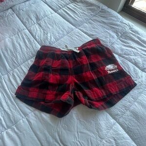 Roots Women’s Plaid Athletic Shorts - Red and Black